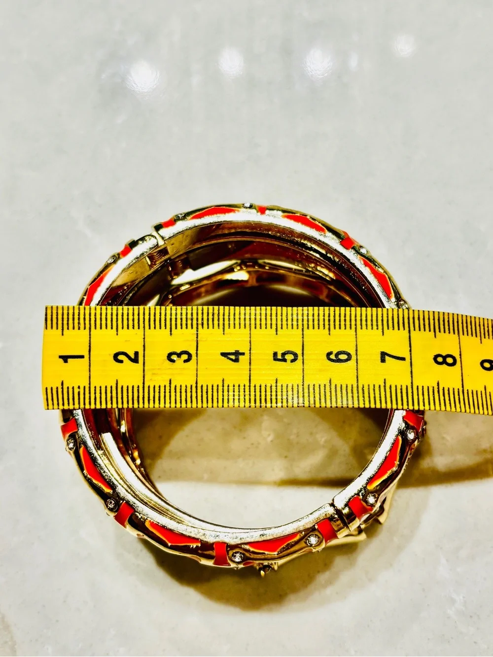 Nordstrom SEQUIN NYC Gold, Orange (dark coral) & Cream Enamel Bangle Trio